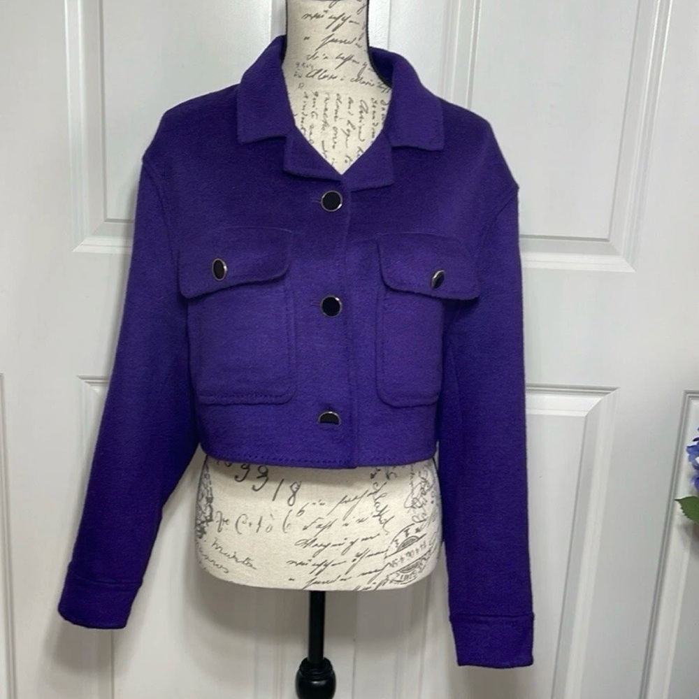 House Of Harlow 1960 Wool Blend Purple Crop Jacket sz S NWOT B9